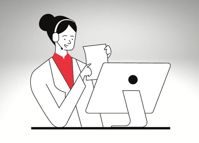 Desenho de uma mulher participando de um curso on-line